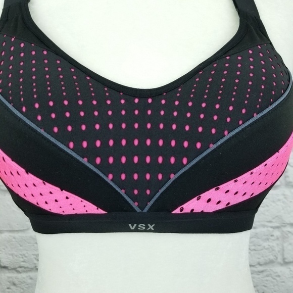Victoria's Secret VSX Sport black pink racerback sports bra women's size 32B - Picture 4 of 9